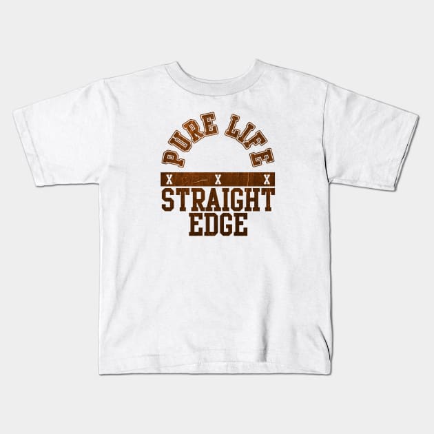 straight edge - pure life best Kids T-Shirt by red glitch line 